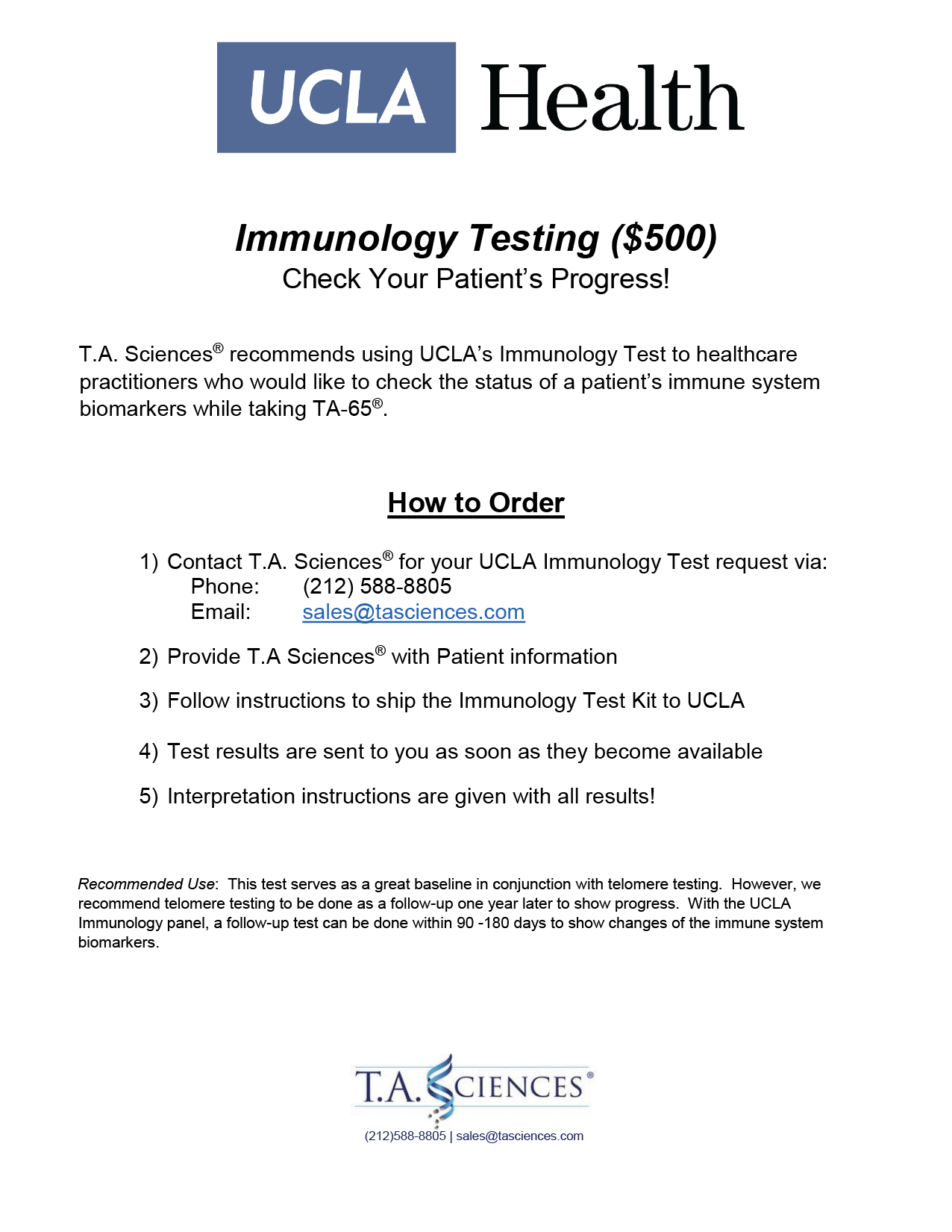 Immunology Testing ($500)